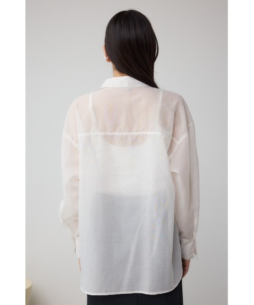 AZUL by moussy(アズールバイマウジー)の「ラインストーンシャツ(シャツ/ブラウス・レディース・ブラック/ストライプ/オフホワイト・SMALL/MEDIUM)」の16枚目の写真