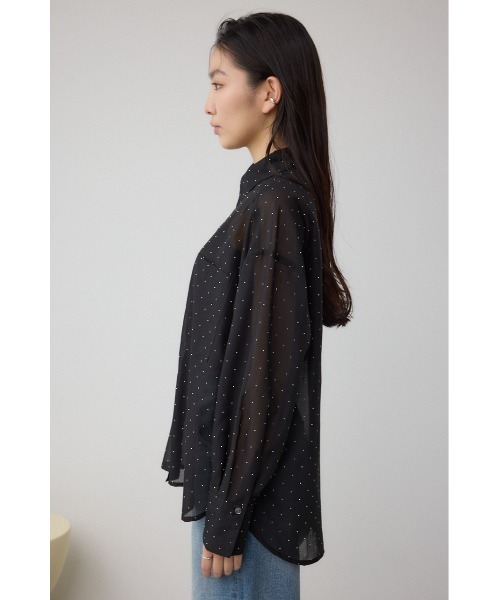 AZUL by moussy(アズールバイマウジー)の「ラインストーンシャツ(シャツ/ブラウス・レディース・ブラック/ストライプ/オフホワイト・SMALL/MEDIUM)」の22枚目の写真