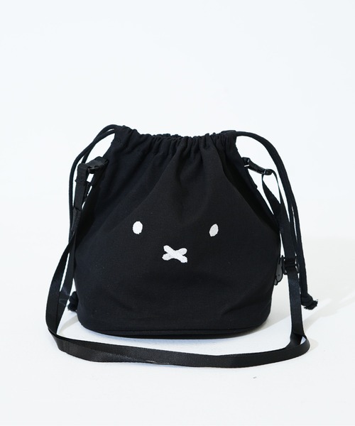 Miffy（ ミッフィー）の「【miffy/ミッフィー】 巾着ショルダー フェイスデザイン（ショルダーバッグ・レディース・ブラック/ナチュラル・FREE）」の6枚目の写真
