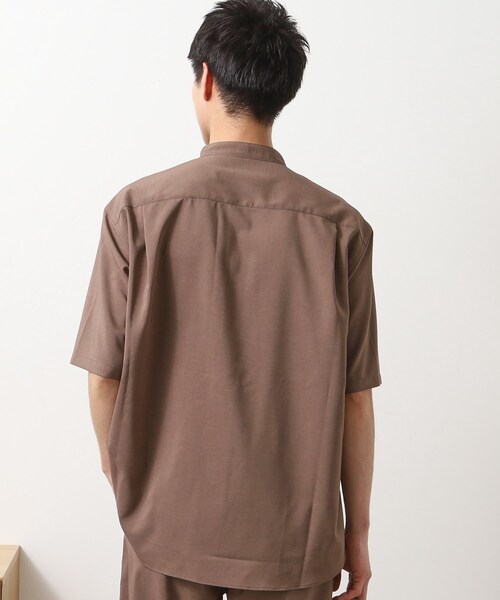 THE SHOP TK （ザ ショップ ティーケー ）の「クールファイバーバンドカラー半袖シャツ　接触冷感／吸水速乾／UVケア／軽量／セットアップ可（シャツ/ブラウス・メンズ・ブラウン系/ネイビー・02/03/04）」の7枚目の写真