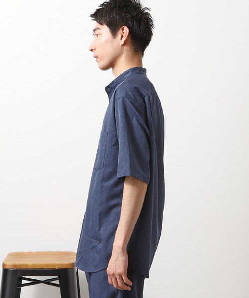 THE SHOP TK （ザ ショップ ティーケー ）の「クールファイバーバンドカラー半袖シャツ　接触冷感／吸水速乾／UVケア／軽量／セットアップ可（シャツ/ブラウス・メンズ・ブラウン系/ネイビー・02/03/04）」の10枚目の写真