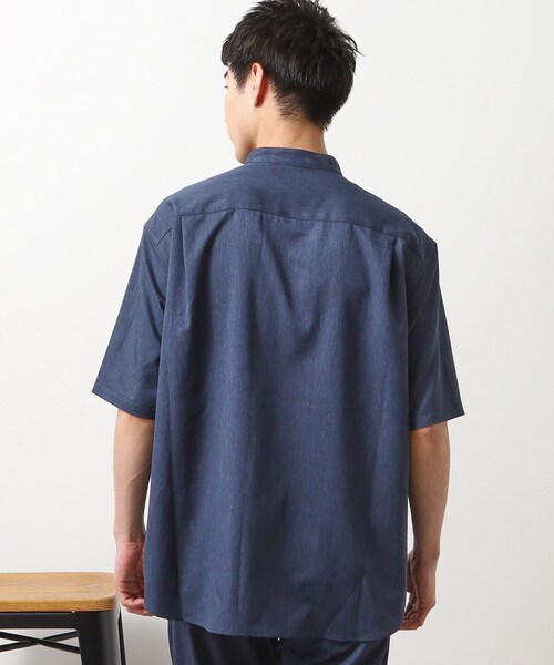 THE SHOP TK （ザ ショップ ティーケー ）の「クールファイバーバンドカラー半袖シャツ　接触冷感／吸水速乾／UVケア／軽量／セットアップ可（シャツ/ブラウス・メンズ・ブラウン系/ネイビー・02/03/04）」の11枚目の写真