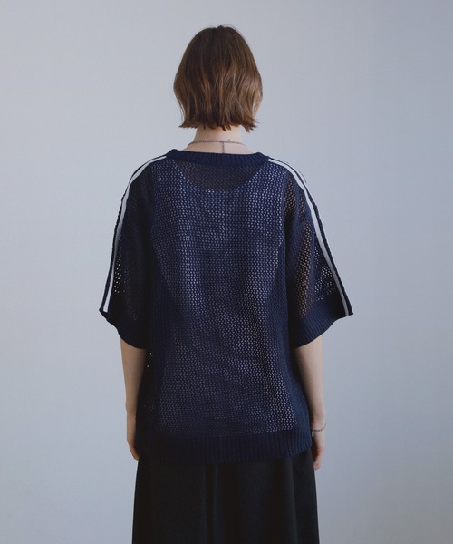 ROCHEM（ローシェン）の「ワンポイントロゴ刺繍サイドラインメッシュニット（ニット/セーター・メンズ・ネイビー/ワイン/チャコール/ブラック/ホワイト/ダークグリーン・S/M/L/XS）」の13枚目の写真