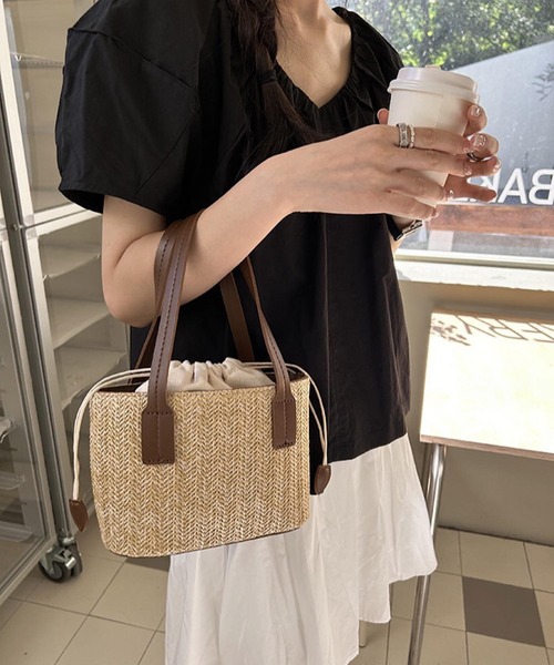 VIBGYOR(ヴィブジョー)の「Mignonjour/かご2wayバッグ M2384(かごバッグ・レディース・ブラウン/ベージュ/ブラック・FREE)」の1枚目の写真