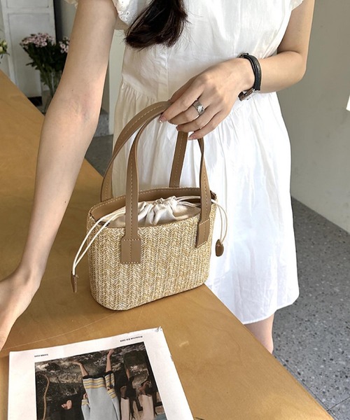 VIBGYOR(ヴィブジョー)の「Mignonjour/かご2wayバッグ M2384(かごバッグ・レディース・ブラウン/ベージュ/ブラック・FREE)」の14枚目の写真