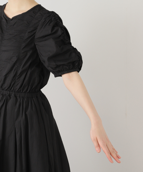 EDIT. FOR LULU（エディットフォールル）の「【ne Quittez pas / ヌキテパ】COTTON DOBBY CHECK SHIRRI（ワンピース・レディース・ブラック・MEDIUM）」の16枚目の写真