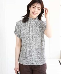 OFUON | モノトーンリーフ柄ブラウス/洗える/WEB限定サイズあり(シャツ/ブラウス)