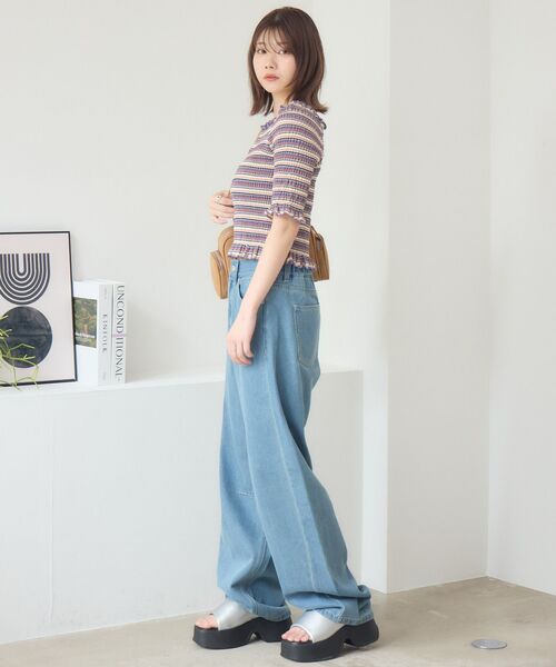 RETRO GIRL（レトロガール）の「アソートギャザーカットソー（Tシャツ/カットソー・レディース・パープル系その他/ブラウン系その他/ブラック系その他・FREE）」の16枚目の写真