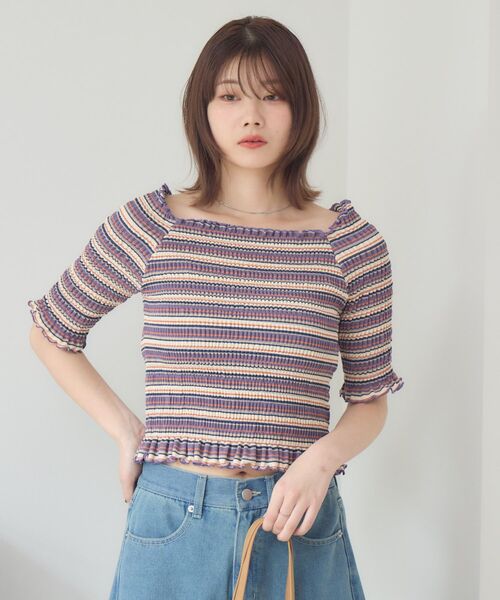 RETRO GIRL（レトロガール）の「アソートギャザーカットソー（Tシャツ/カットソー・レディース・パープル系その他/ブラウン系その他/ブラック系その他・FREE）」の18枚目の写真