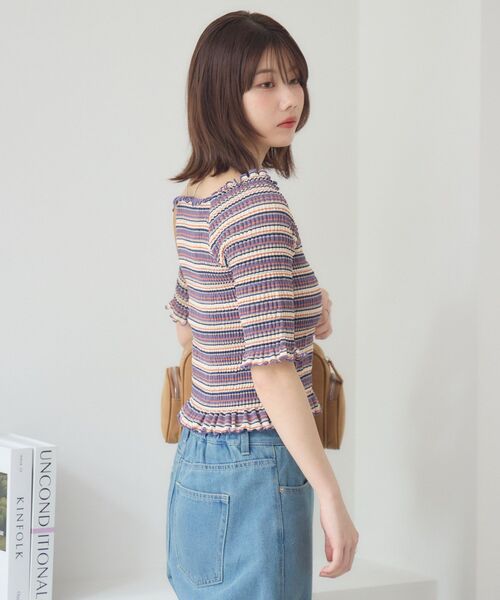 RETRO GIRL（レトロガール）の「アソートギャザーカットソー（Tシャツ/カットソー・レディース・パープル系その他/ブラウン系その他/ブラック系その他・FREE）」の19枚目の写真