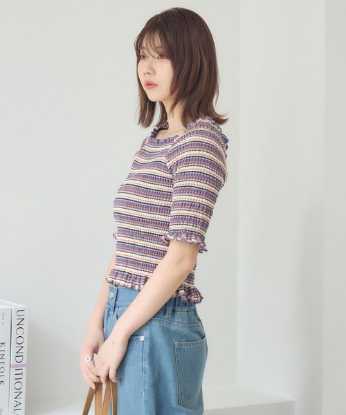 RETRO GIRL（レトロガール）の「アソートギャザーカットソー（Tシャツ/カットソー・レディース・パープル系その他/ブラウン系その他/ブラック系その他・FREE）」の20枚目の写真