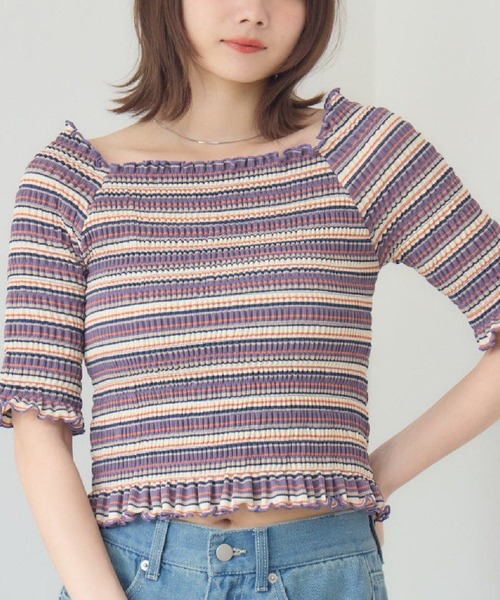 RETRO GIRL（レトロガール）の「アソートギャザーカットソー（Tシャツ/カットソー・レディース・パープル系その他/ブラウン系その他/ブラック系その他・FREE）」の2枚目の写真