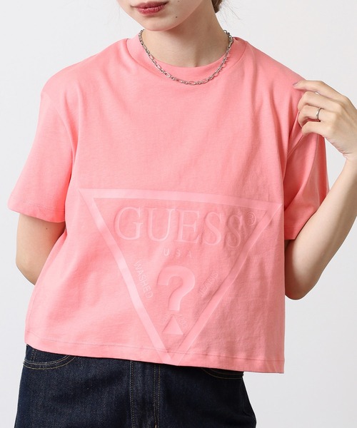 Guess(ゲス)の「GUESS ADELE CROP T-SHIRT TEEシャツ(Tシャツ/カットソー・レディース・ブラック/ライトパープル/グリーン/ピンク・S/M)」の1枚目の写真