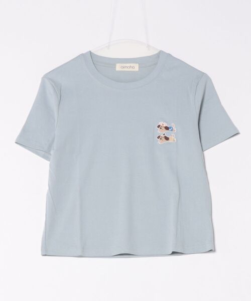 aimoha(アイモハ)の「ワンポイント犬刺繍Tシャツ(Tシャツ/カットソー・レディース・ブルー/ホワイト/ライトグレー/ダークグレー/ベージュ・FREE)」の19枚目の写真