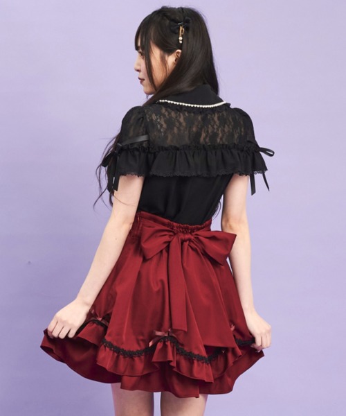 Secret Honey（シークレットハニー）の「裾スカラスカート（スカート・レディース・ブラック/ワインレッド・MEDIUM）」の9枚目の写真