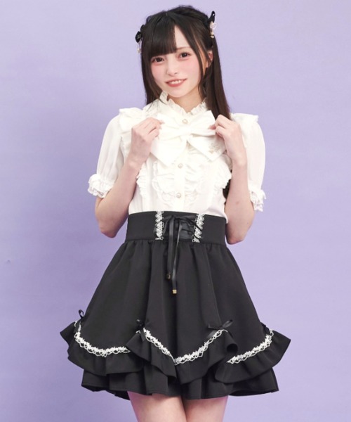 Secret Honey（シークレットハニー）の「裾スカラスカート（スカート・レディース・ブラック/ワインレッド・MEDIUM）」の11枚目の写真