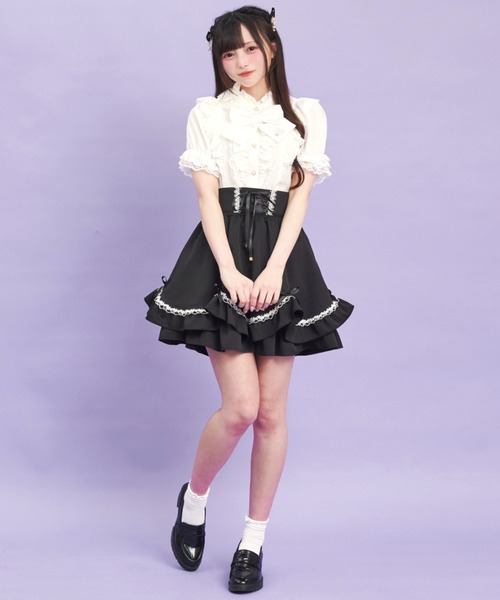 Secret Honey（シークレットハニー）の「裾スカラスカート（スカート・レディース・ブラック/ワインレッド・MEDIUM）」の10枚目の写真