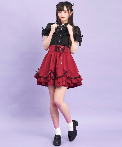 Secret Honey（シークレットハニー）の「裾スカラスカート（スカート・レディース・ブラック/ワインレッド・MEDIUM）」の7枚目の写真