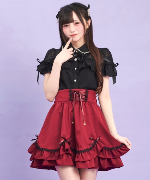 Secret Honey（シークレットハニー）の「裾スカラスカート（スカート・レディース・ブラック/ワインレッド・MEDIUM）」の8枚目の写真