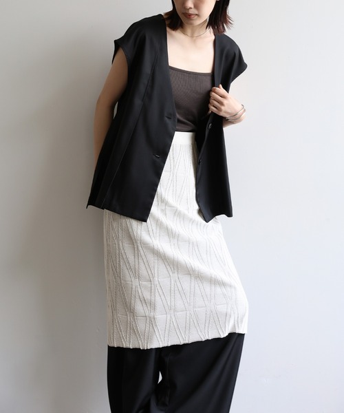 select MOCA Et（セレクトモカエト）の「【Et】Sheer Layered Knit Skirt（スカート・レディース・ブラック/ホワイト/ベージュ・FREE）」の20枚目の写真