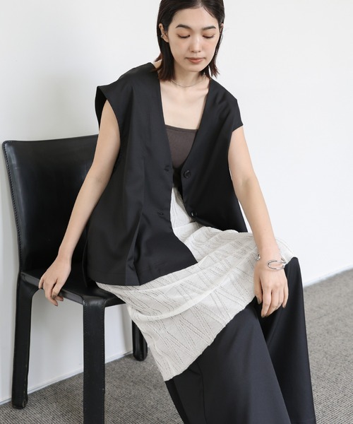 select MOCA Et（セレクトモカエト）の「【Et】Sheer Layered Knit Skirt（スカート・レディース・ブラック/ホワイト/ベージュ・FREE）」の21枚目の写真