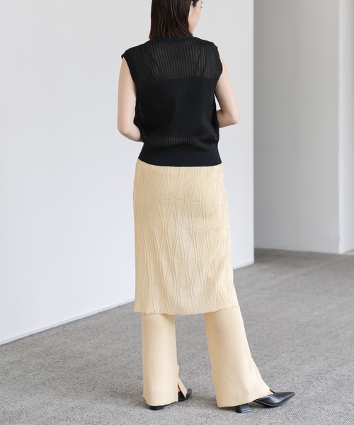 select MOCA Et（セレクトモカエト）の「【Et】Sheer Layered Knit Skirt（スカート・レディース・ブラック/ホワイト/ベージュ・FREE）」の17枚目の写真