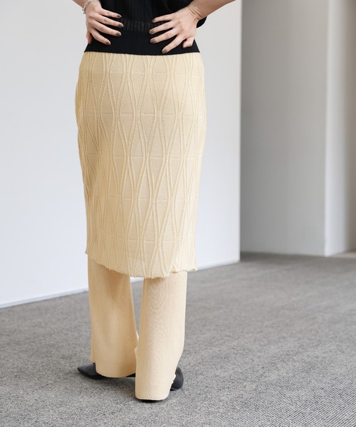 select MOCA Et（セレクトモカエト）の「【Et】Sheer Layered Knit Skirt（スカート・レディース・ブラック/ホワイト/ベージュ・FREE）」の18枚目の写真