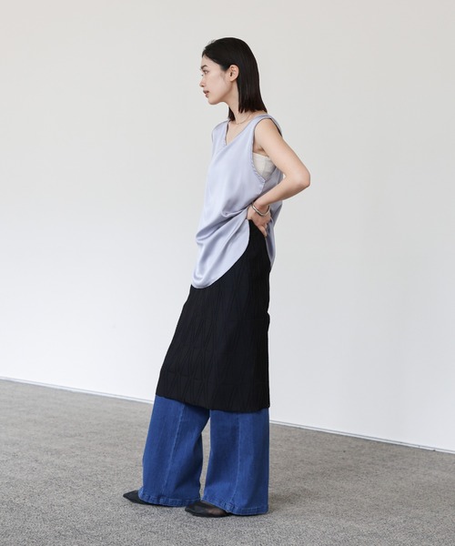 select MOCA Et（セレクトモカエト）の「【Et】Sheer Layered Knit Skirt（スカート・レディース・ブラック/ホワイト/ベージュ・FREE）」の11枚目の写真