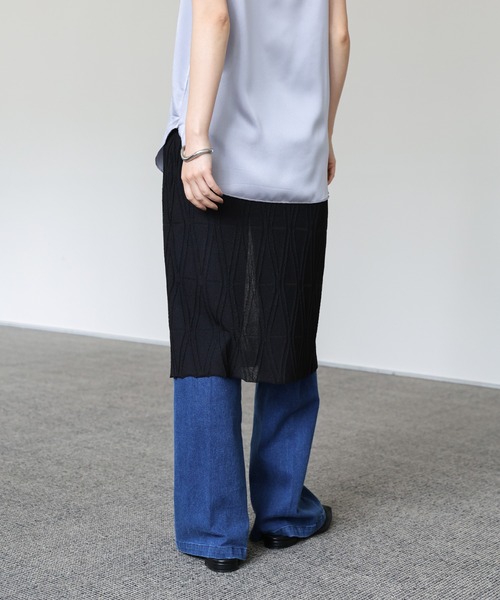 select MOCA Et（セレクトモカエト）の「【Et】Sheer Layered Knit Skirt（スカート・レディース・ブラック/ホワイト/ベージュ・FREE）」の10枚目の写真
