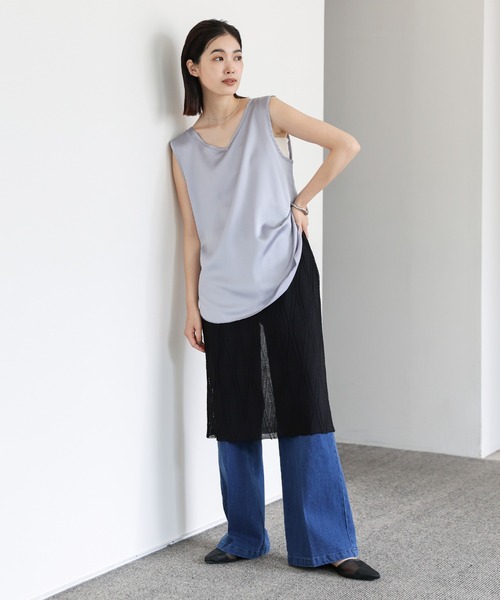 select MOCA Et（セレクトモカエト）の「【Et】Sheer Layered Knit Skirt（スカート・レディース・ブラック/ホワイト/ベージュ・FREE）」の8枚目の写真