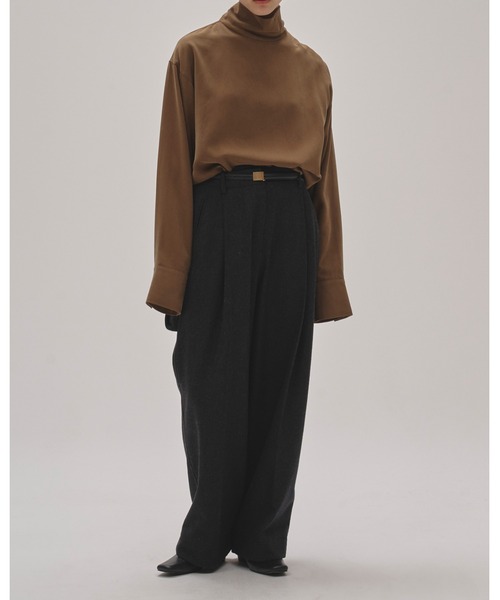 美品 todayful Peachskin Turtle Blouse ブラウン Peachskin Turtle Blouse（Tシャツ/カットソー）｜TODAYFUL（トゥデイ