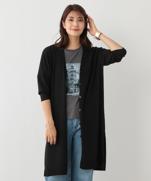 FOUND GOOD（ファウンドグッド）の「シアーロングCD/LS（カーディガン/ボレロ・レディース・ベージュ/アイボリー/ブラック/パープル系2・S/L/M）」の2枚目の写真