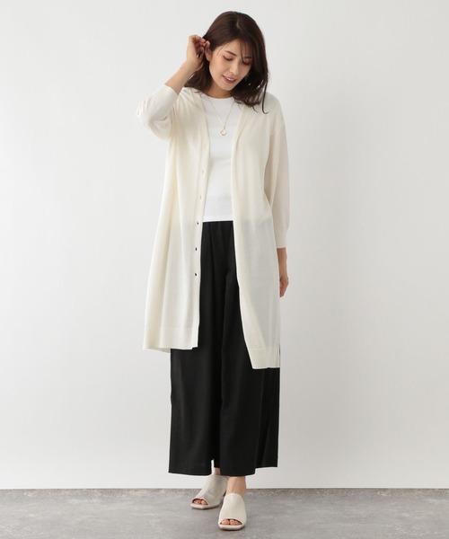 FOUND GOOD（ファウンドグッド）の「シアーロングCD/LS（カーディガン/ボレロ・レディース・ベージュ/アイボリー/ブラック/パープル系2・S/L/M）」の17枚目の写真