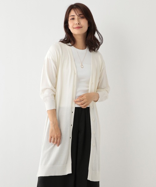 FOUND GOOD（ファウンドグッド）の「シアーロングCD/LS（カーディガン/ボレロ・レディース・ベージュ/アイボリー/ブラック/パープル系2・S/L/M）」の19枚目の写真