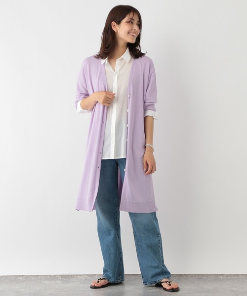 FOUND GOOD（ファウンドグッド）の「シアーロングCD/LS（カーディガン/ボレロ・レディース・ベージュ/アイボリー/ブラック/パープル系2・S/L/M）」の20枚目の写真