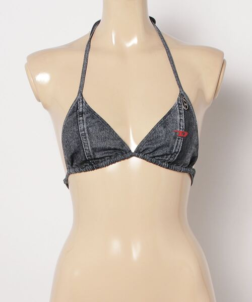 DIESEL>>ディーゼル タチアナ-Dnm ビキニトップ SEES-T-DNM Triangle bikini top with denim print｜マルチ
