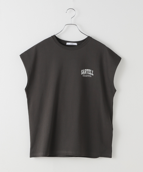 JOURNAL STANDARD relume(ジャーナルスタンダード レリューム)の「フレンチスリーブロゴTシャツ(Tシャツ/カットソー・レディース・ホワイト/チャコールグレー・FREE)」の2枚目の写真