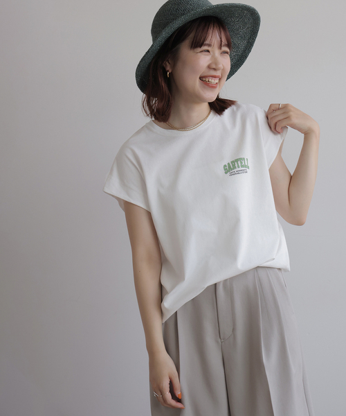 JOURNAL STANDARD relume(ジャーナルスタンダード レリューム)の「フレンチスリーブロゴTシャツ(Tシャツ/カットソー・レディース・ホワイト/チャコールグレー・FREE)」の5枚目の写真