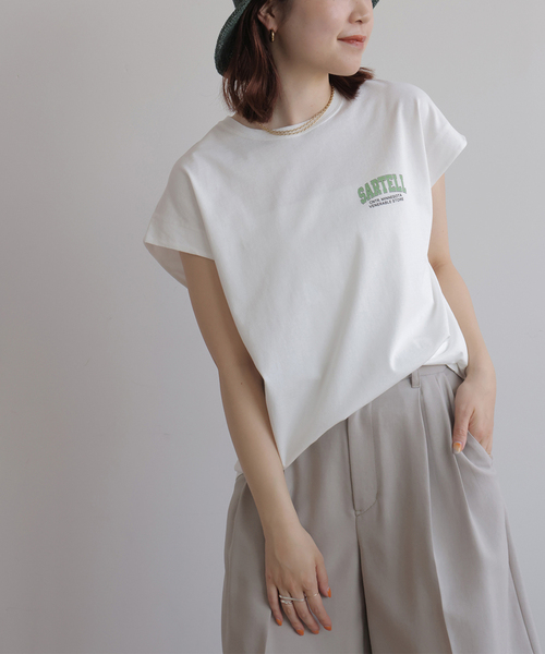 JOURNAL STANDARD relume(ジャーナルスタンダード レリューム)の「フレンチスリーブロゴTシャツ(Tシャツ/カットソー・レディース・ホワイト/チャコールグレー・FREE)」の6枚目の写真