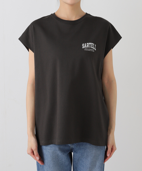 JOURNAL STANDARD relume(ジャーナルスタンダード レリューム)の「フレンチスリーブロゴTシャツ(Tシャツ/カットソー・レディース・ホワイト/チャコールグレー・FREE)」の8枚目の写真