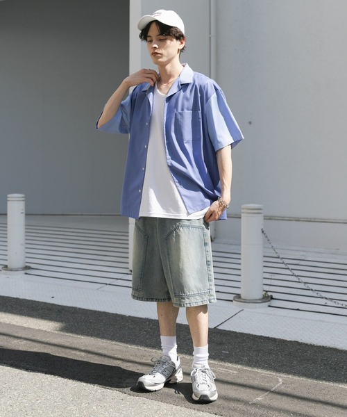 SENSE OF PLACE by URBAN RESEARCH（センスオブプレイスバイアーバンリサーチ）の「バイカラーオープンカラーショートスリーブシャツ（シャツ/ブラウス・メンズ・ブラウン/ライトブルー/チャコールグレー・MEDIUM/LARGE）」の21枚目の写真