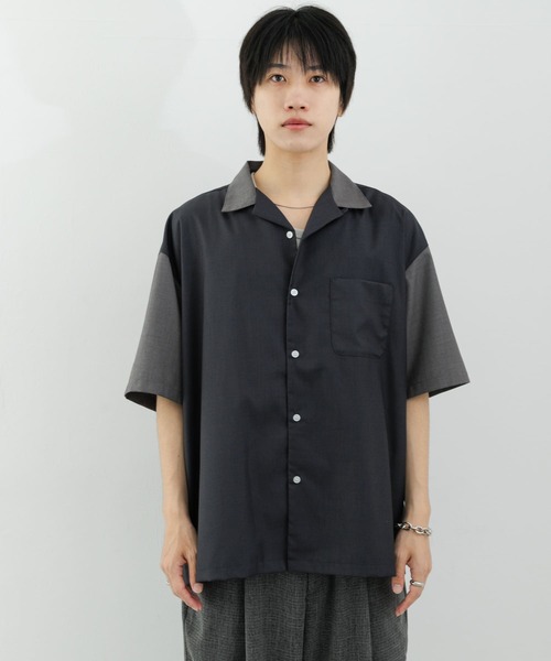 SENSE OF PLACE by URBAN RESEARCH（センスオブプレイスバイアーバンリサーチ）の「バイカラーオープンカラーショートスリーブシャツ（シャツ/ブラウス・メンズ・ブラウン/ライトブルー/チャコールグレー・MEDIUM/LARGE）」の19枚目の写真