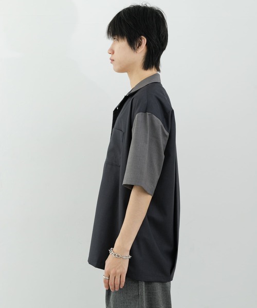 SENSE OF PLACE by URBAN RESEARCH（センスオブプレイスバイアーバンリサーチ）の「バイカラーオープンカラーショートスリーブシャツ（シャツ/ブラウス・メンズ・ブラウン/ライトブルー/チャコールグレー・MEDIUM/LARGE）」の18枚目の写真