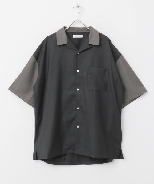 SENSE OF PLACE by URBAN RESEARCH（センスオブプレイスバイアーバンリサーチ）の「バイカラーオープンカラーショートスリーブシャツ（シャツ/ブラウス・メンズ・ブラウン/ライトブルー/チャコールグレー・MEDIUM/LARGE）」の16枚目の写真