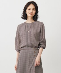 デシンハウンドトゥースプリント ブラウス