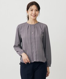 デシンハウンドトゥースプリント ブラウス