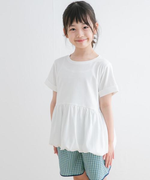 URBAN RESEARCH DOORS(アーバンリサーチドアーズ)の「『親子リンク』『WEB/一部店舗限定サイズ』ペプラムバルーンTシャツ(KIDS)(Tシャツ/カットソー・キッズ・オフホワイト/ブラック・105/120/135/150)」の1枚目の写真