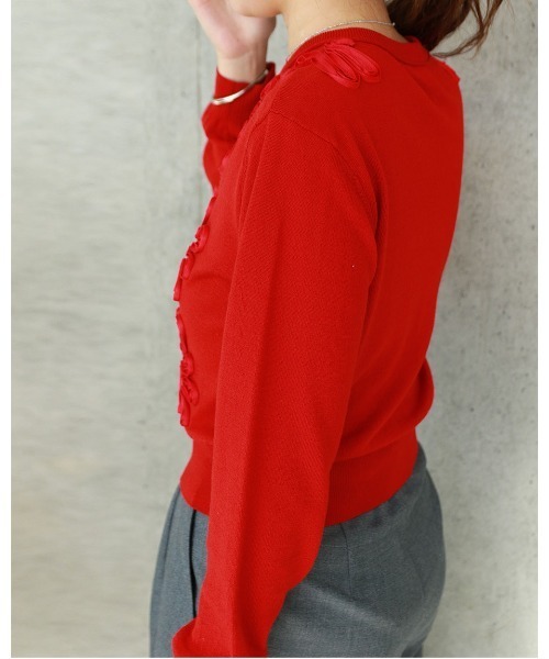 Marilyn Moon（マリリンムーン）の「code embroidery cardigan（カーディガン/ボレロ・レディース・チャコール/レッド/ブラック/オフホワイト・FREE）」の17枚目の写真