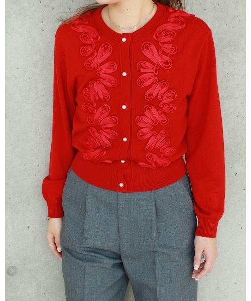 Marilyn Moon（マリリンムーン）の「code embroidery cardigan（カーディガン/ボレロ・レディース・チャコール/レッド/ブラック/オフホワイト・FREE）」の18枚目の写真