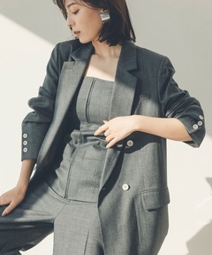 【完売/未使用】anuans スプリングウールダブルジャケット　M ベージュ セットアップ対応】スプリングウールダブルジャケット